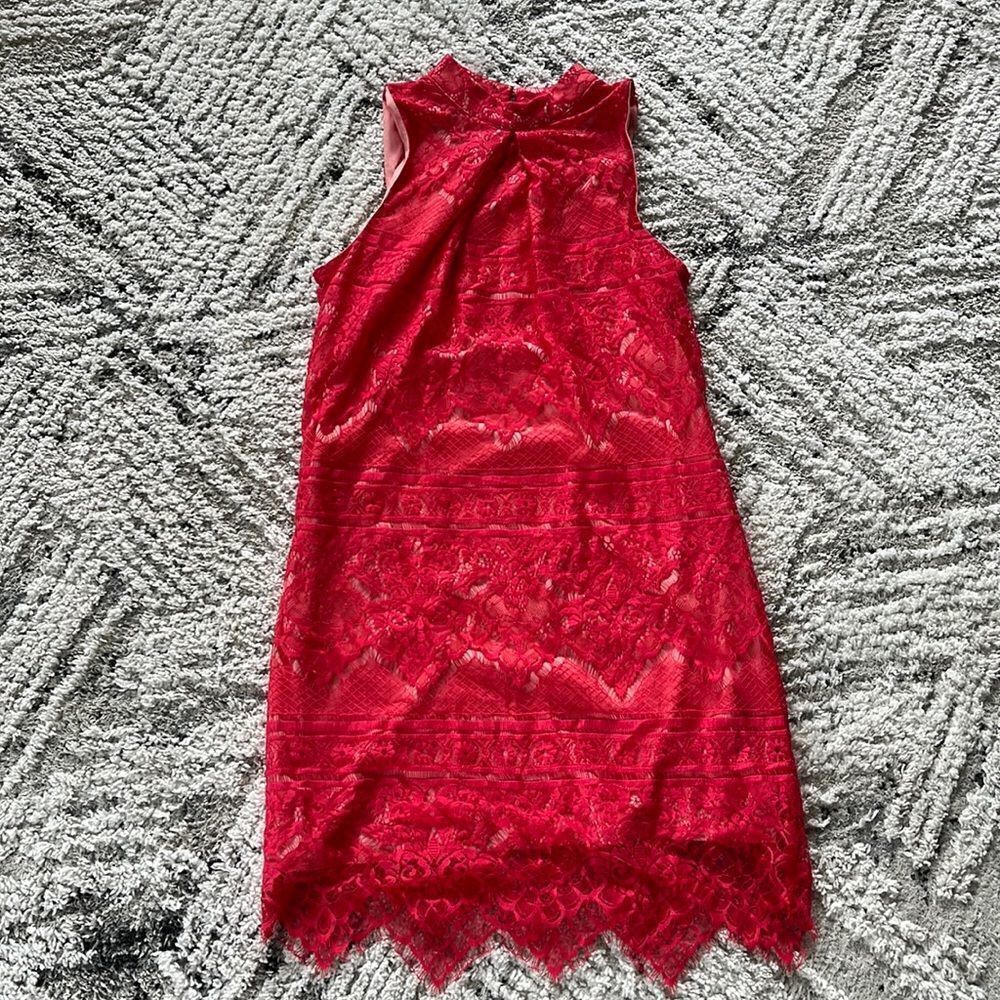Gorgeous Peach Coral Pink Lace Dress